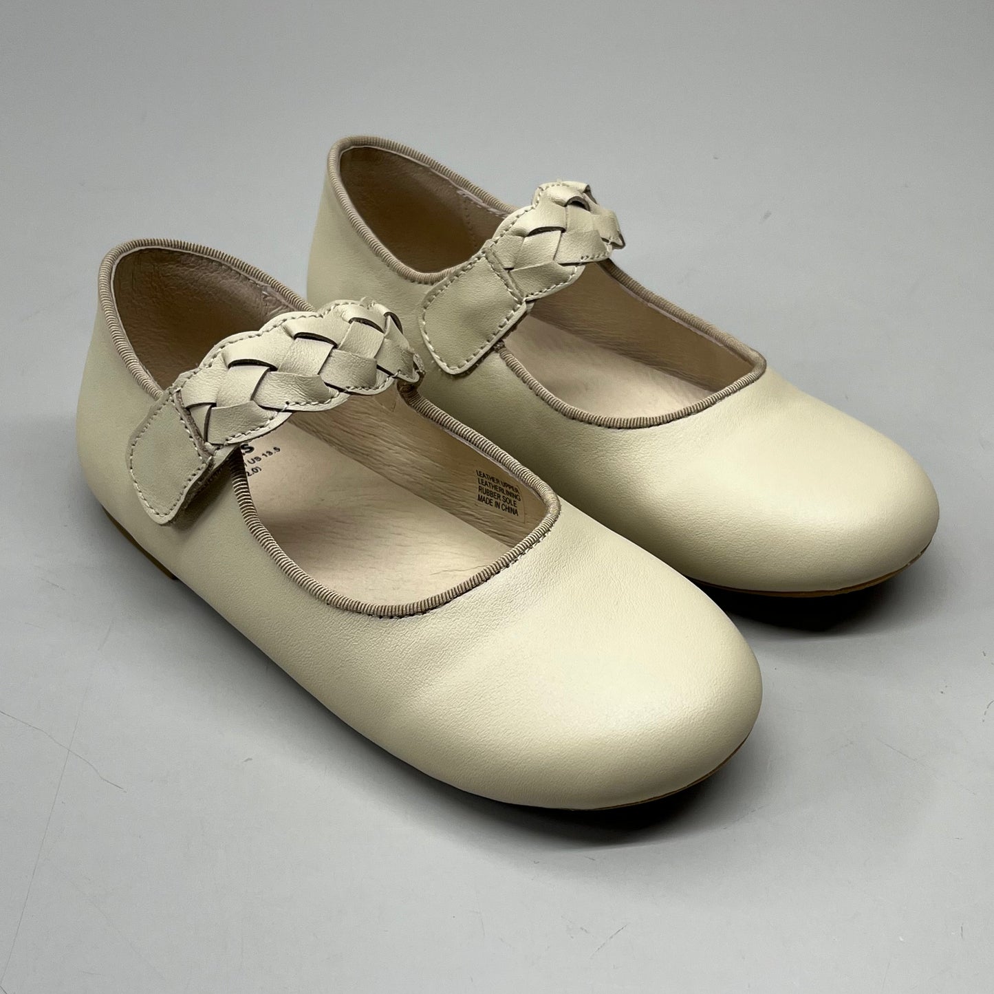 OLD SOLES Lady Plat Braided Strap Leather Shoe Kid’s Sz 29 US 12 Cream #817