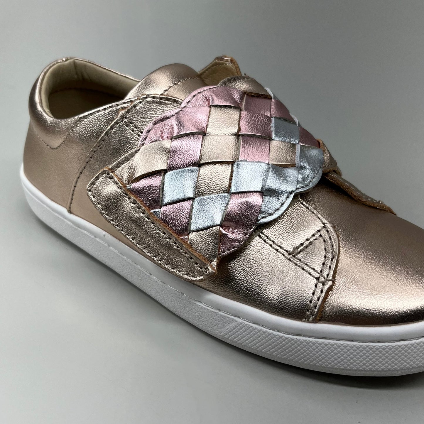 OLD SOLES Igster Sneakers Kid's Leather Shoe Sz 30 US 13 Copper/ Silver/ Pink Frost #6132