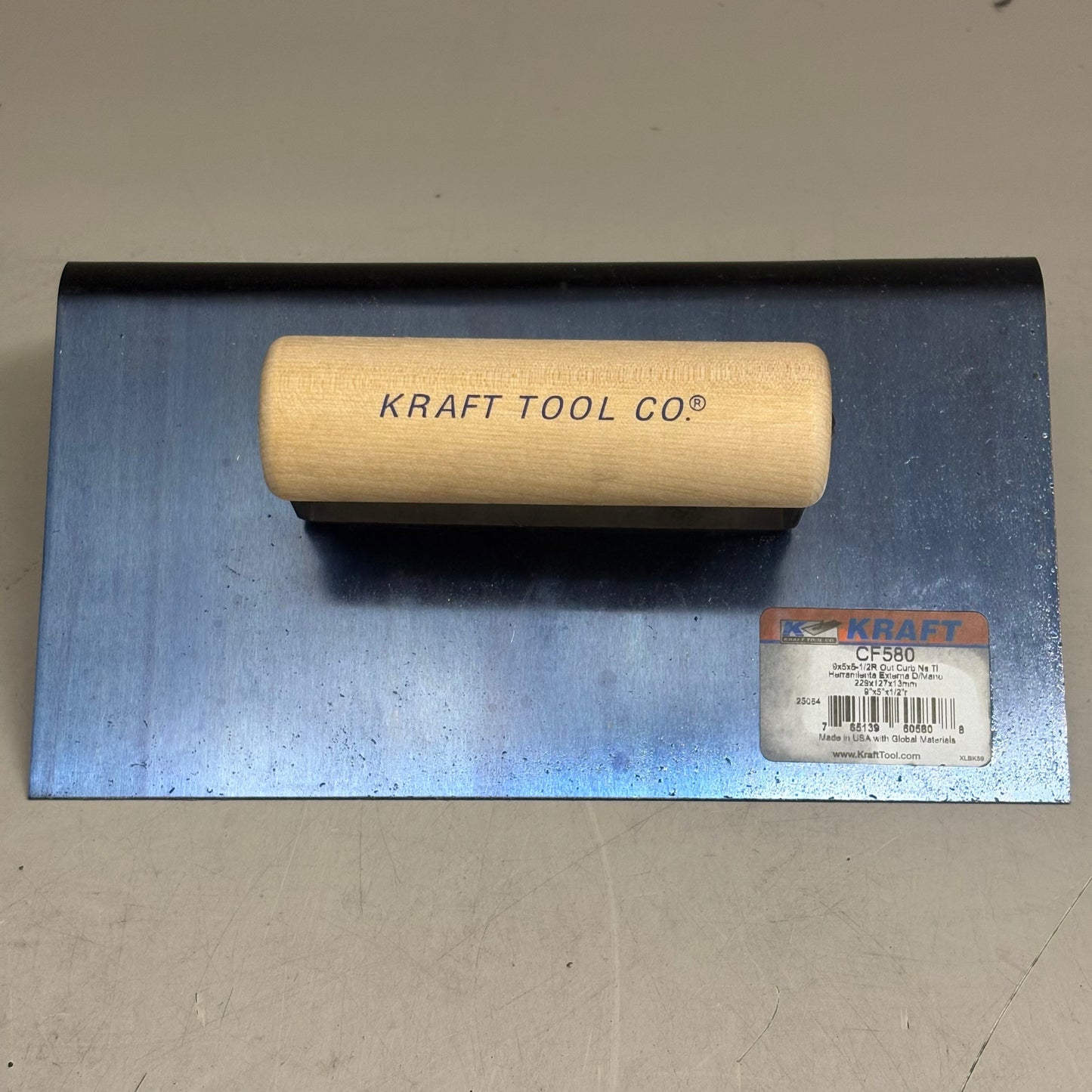 KRAFT TOOL CO Outside Curb Nose Tool with Wood Handle 9" x 5" x 5" 1/2"R CF580