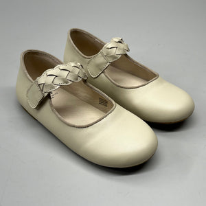 OLD SOLES Lady Plat Braided Strap Leather Shoe Kid’s Sz 32 US 1 Cream #817