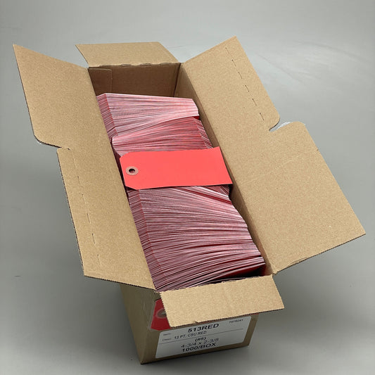 1,000 Shipping Hang Tags Red 13 Pt. Cardstock 4 3/4" x 2 3/8" 513RED
