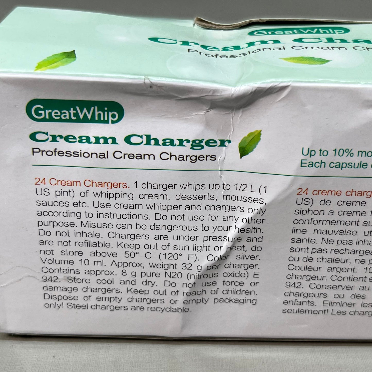 ZA@ GREATWHIP Mint Cream Chargers 24 Pack Best By 03-28-2026 (New)
