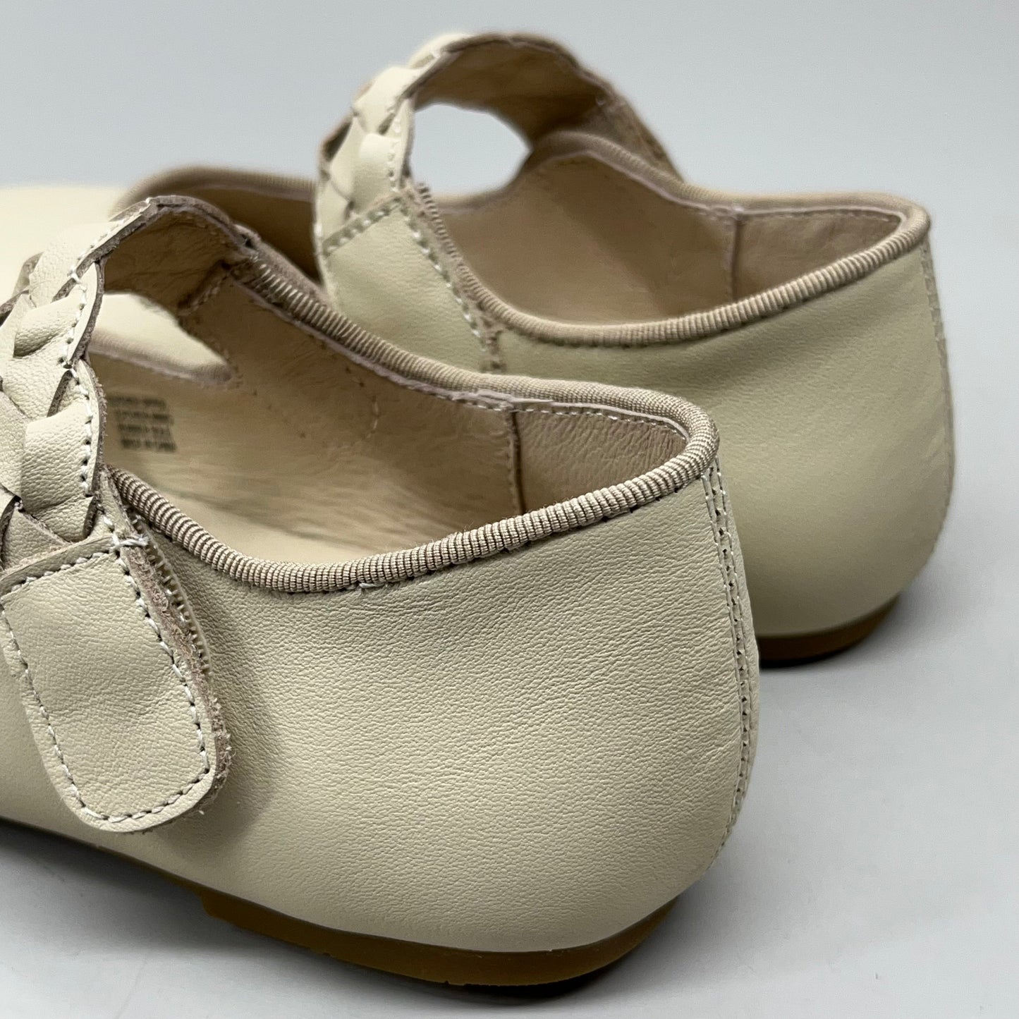 OLD SOLES Lady Plat Braided Strap Leather Shoe Kid’s Sz 32 US 1 Cream #817