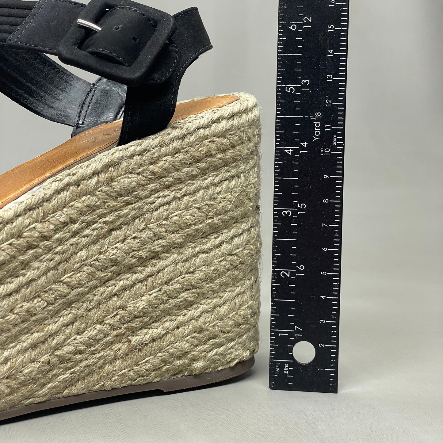 SCHUTZ Blisse Nubuck Platform Buckled Strap Sandal Black Sz 9.5 S216350001(New)