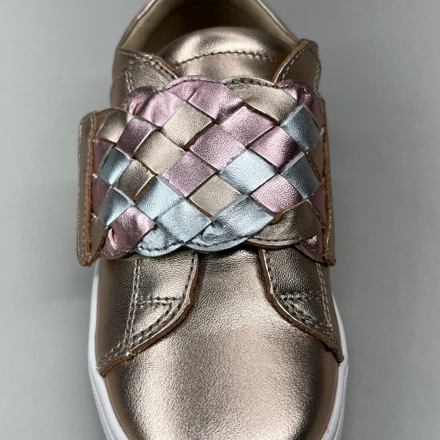 OLD SOLES Igster Sneakers Kid's Leather Shoe Sz 30 US 13 Copper/ Silver/ Pink Frost #6132