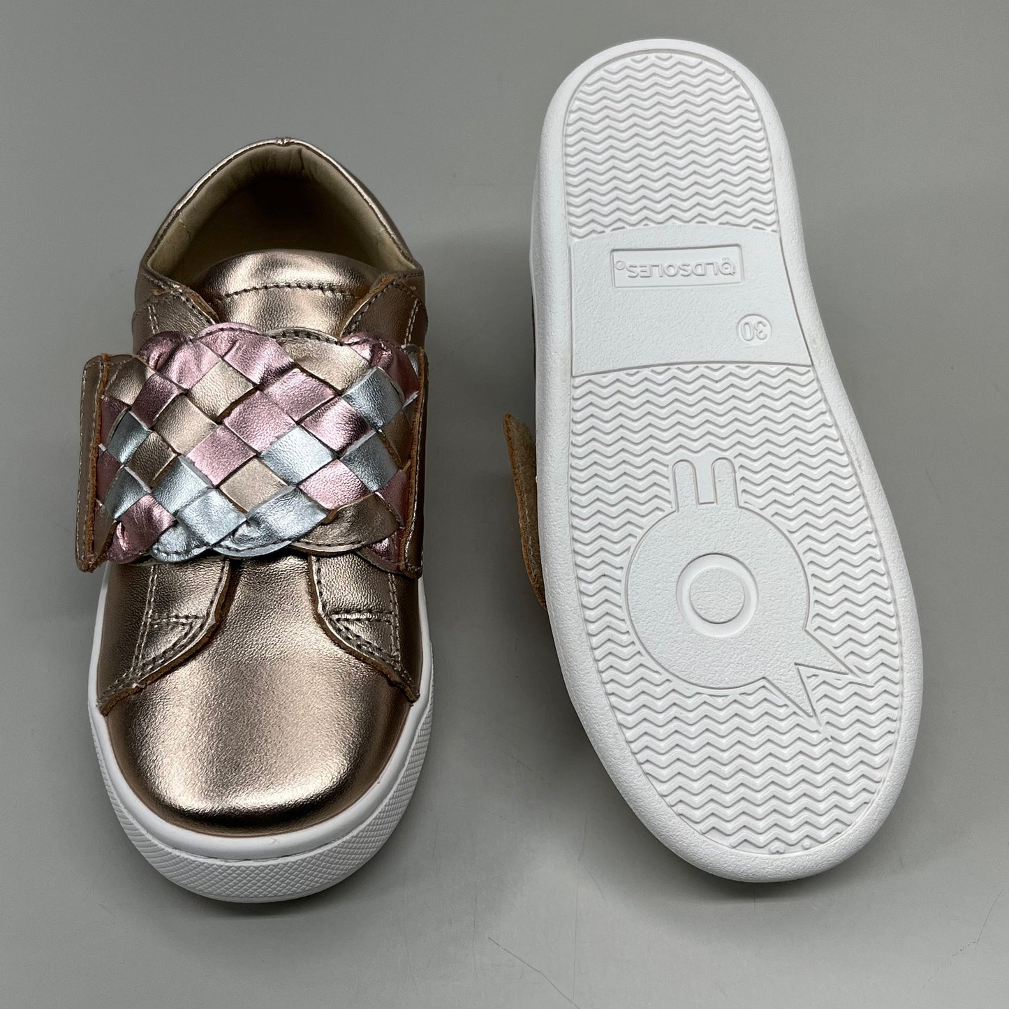 OLD SOLES Igster Sneakers Kid's Leather Shoe Sz 30 US 13 Copper/ Silver/ Pink Frost #6132