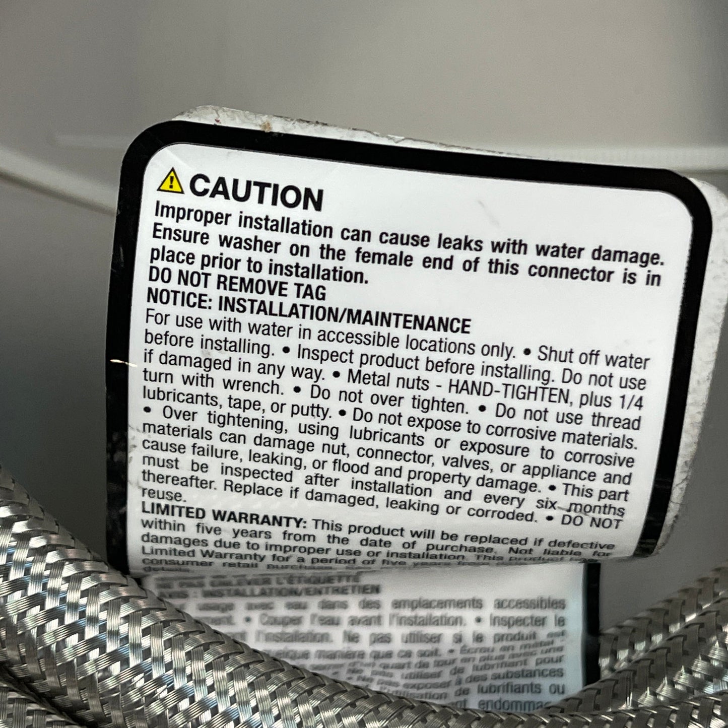 ELECTROLUX 6 ft Dishwasher Braided Stainless Waterline Molded 3/4" To Hose Elbow 5304520432 (New)