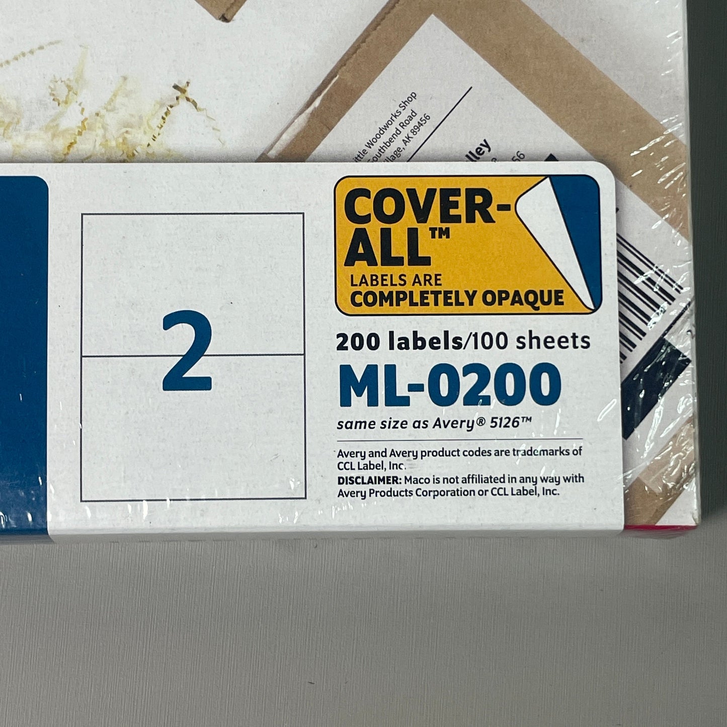 MACO Laser / Ink Jet White Shipping Labels 5.5" x 8.5” 200 Labels (100 sheets) ML-0200