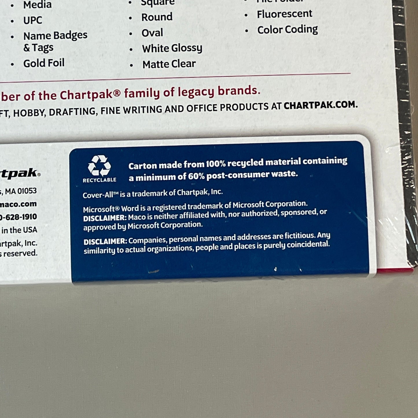 Z@ MACO Laser / Ink Jet White Shipping Labels 2" x 4” 1000 Labels (100 sheets) ML-1000