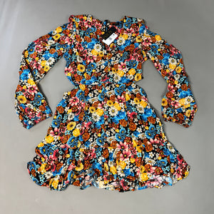 AFRM X Revolve Monna Sike Cutouts Mini Dress Women's L Multi Wildflower AED020544 (New)