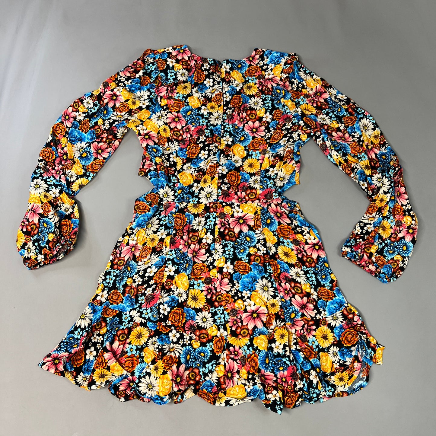 AFRM X Revolve Monna Sike Cutouts Mini Dress Women's L Multi Wildflower AED020544 (New)