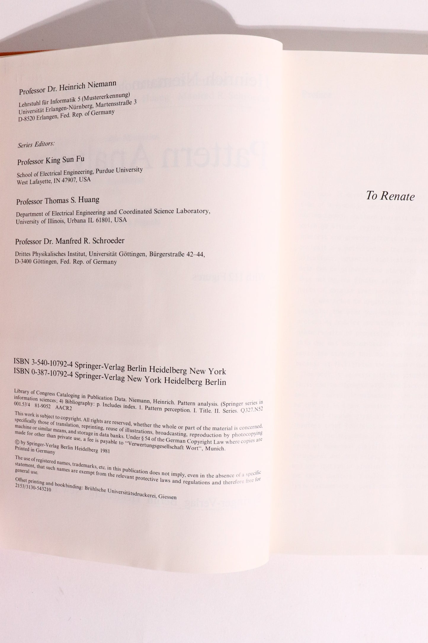 Pattern Analysis — Heinrich Niemann, 1981 First Edition | Early Computer Vision & Pattern Recognition