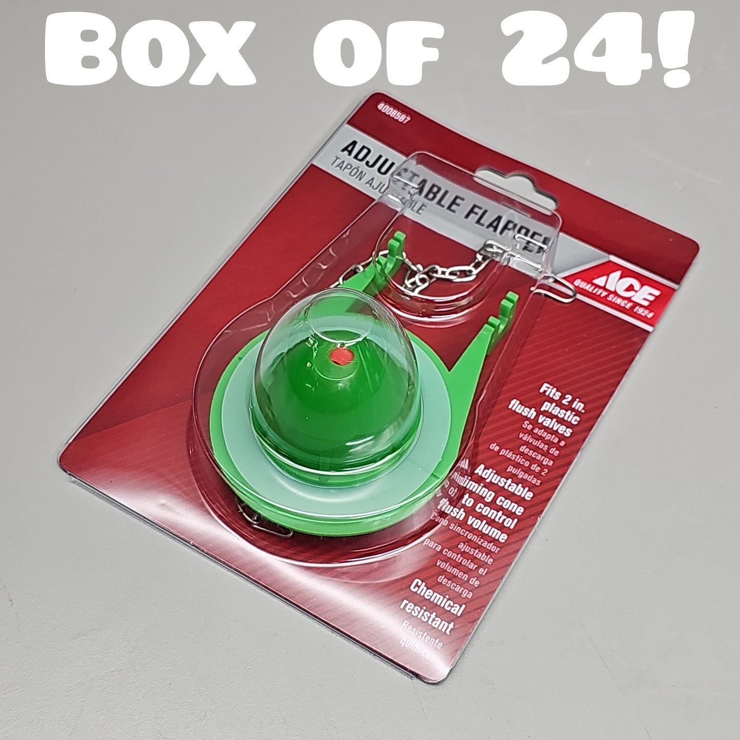 ACE Adjustable Flapper for Toilet Plastic 2" 24-Pk ACE836-79 4008587 (New)