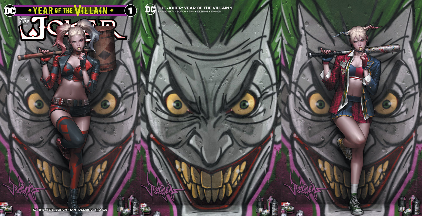 JOKER YEAR OF THE VILLAIN #1 Jeehyung Lee Harley Quinn Graffiti Variant Trade Virgin Set Options (10/09/2019) DC