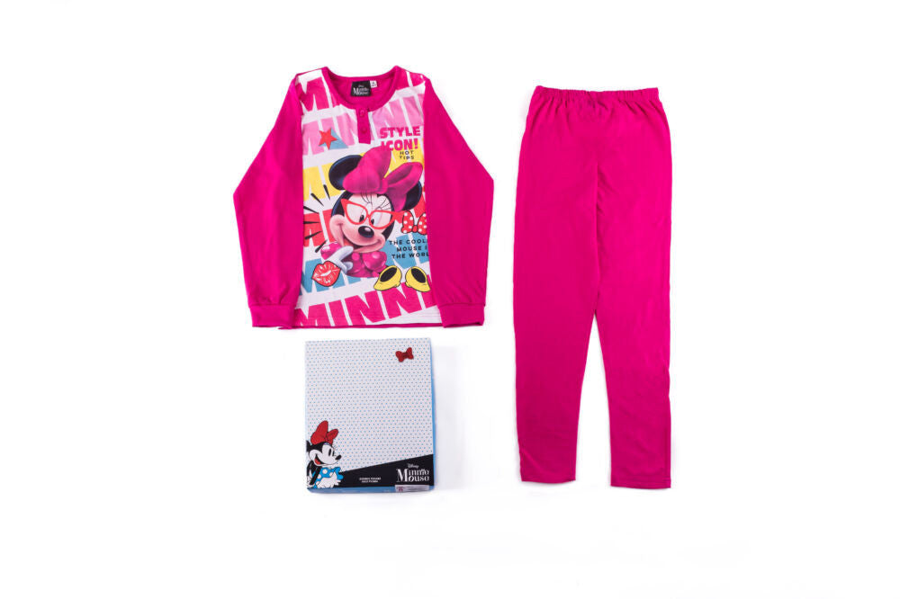 Long thin children's pajamas - Minnie mouse - 134 - pink-0