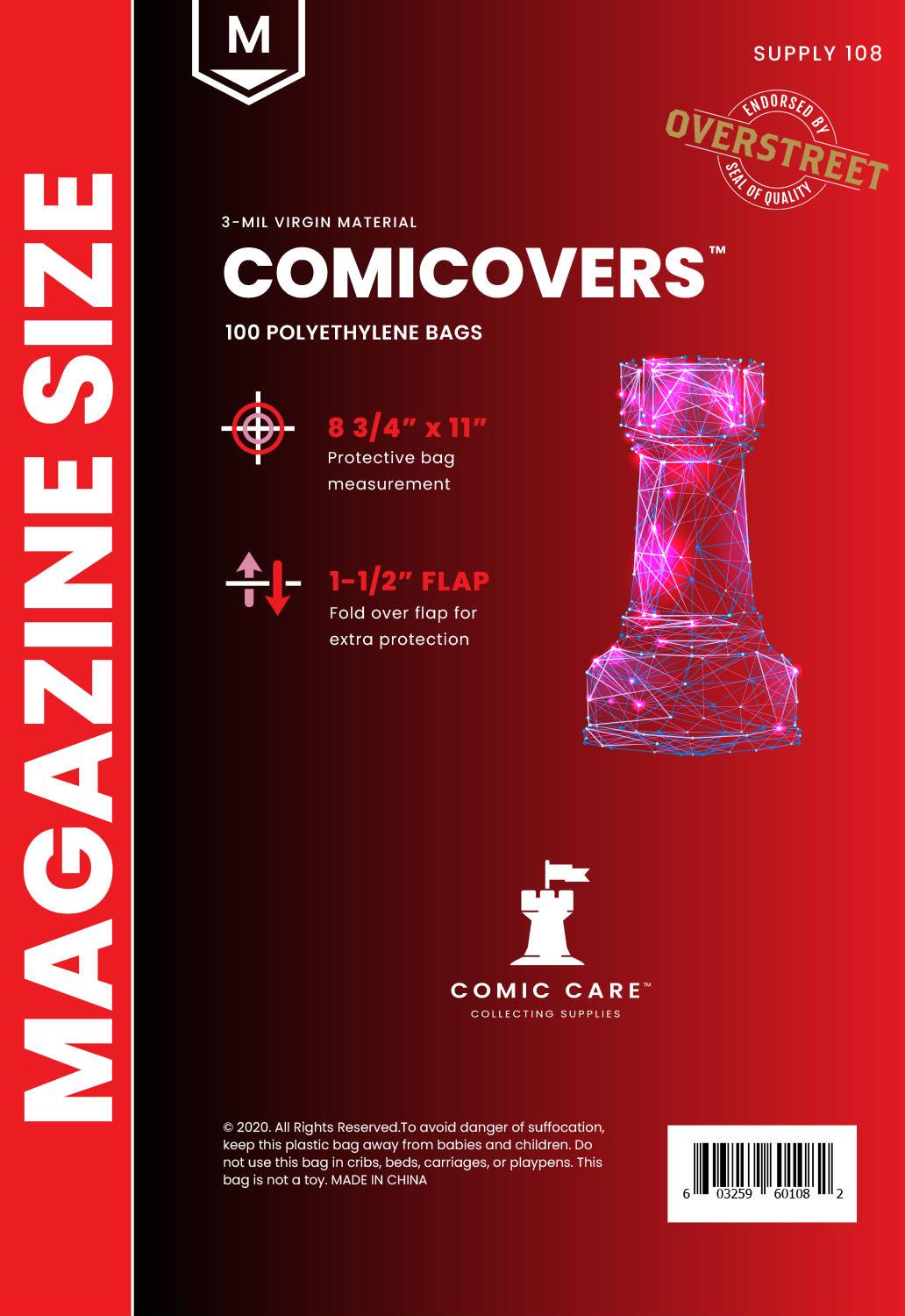 Comic Care: Magazine Size PE Bags (Pack of 100)