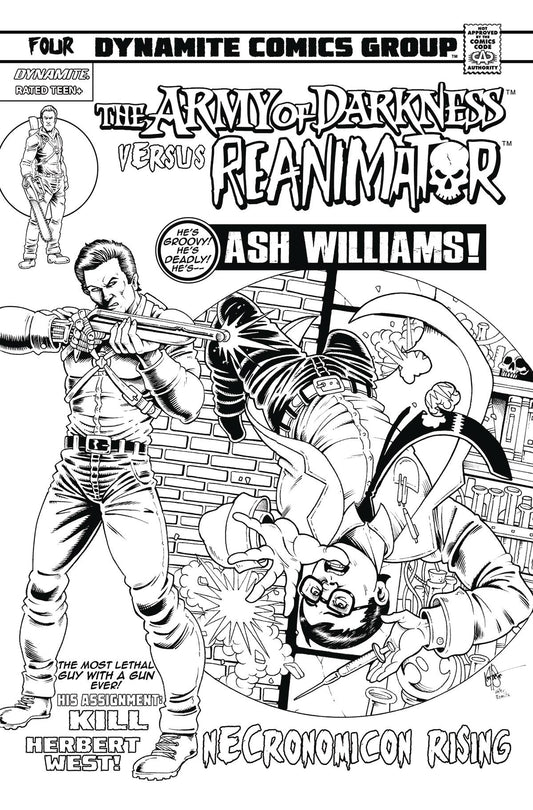 Aod Vs Reanimator Necronomicon Rising #4 L 1:7 Ken Haeser Amazing Spider-Man 129 Homage B&W FOC Variant (10/26/2022) Dynamite