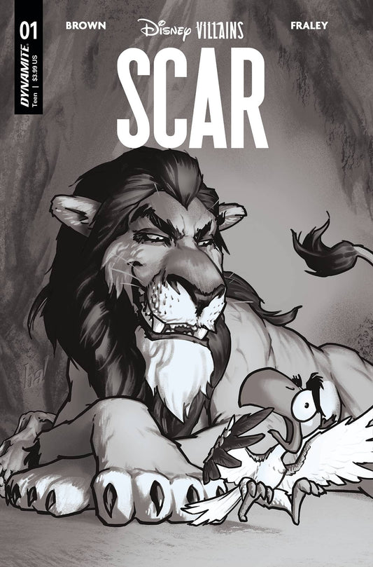 DISNEY VILLAINS SCAR #1 ZA FOC 1:7 GENE HA B&W Variant (04/05/2023) Dynamite