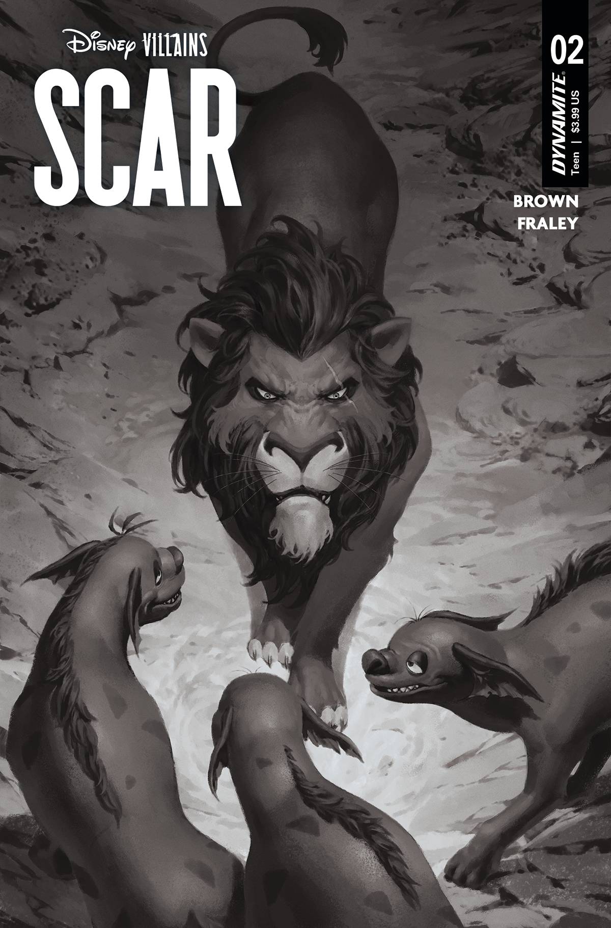 DISNEY VILLAINS SCAR #2 S 1:7 FOC YOON B&W Variant (05/10/2023) Dynamite
