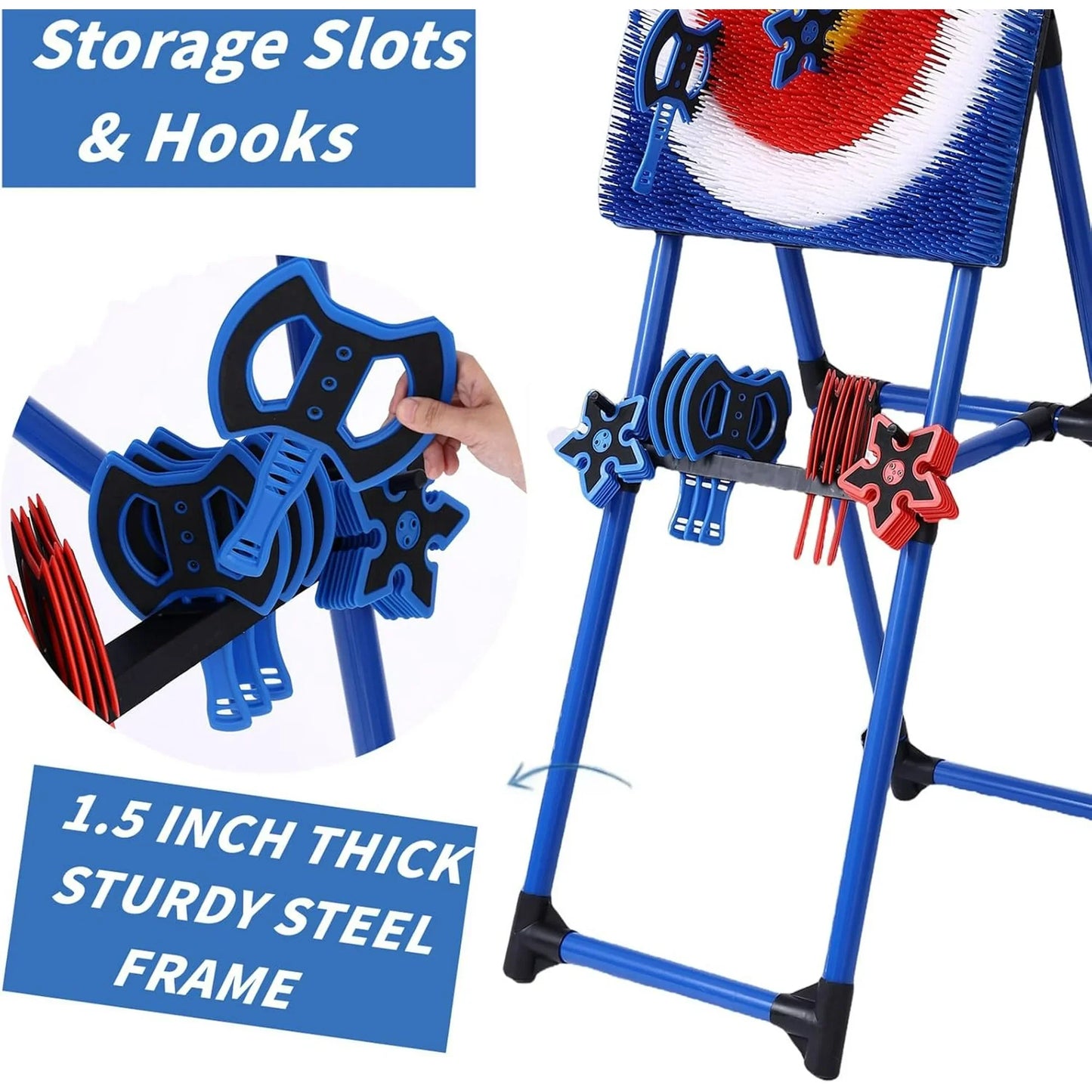 Axe Throwing Bristle Target with 8 Throwing Axes Set - Open Box