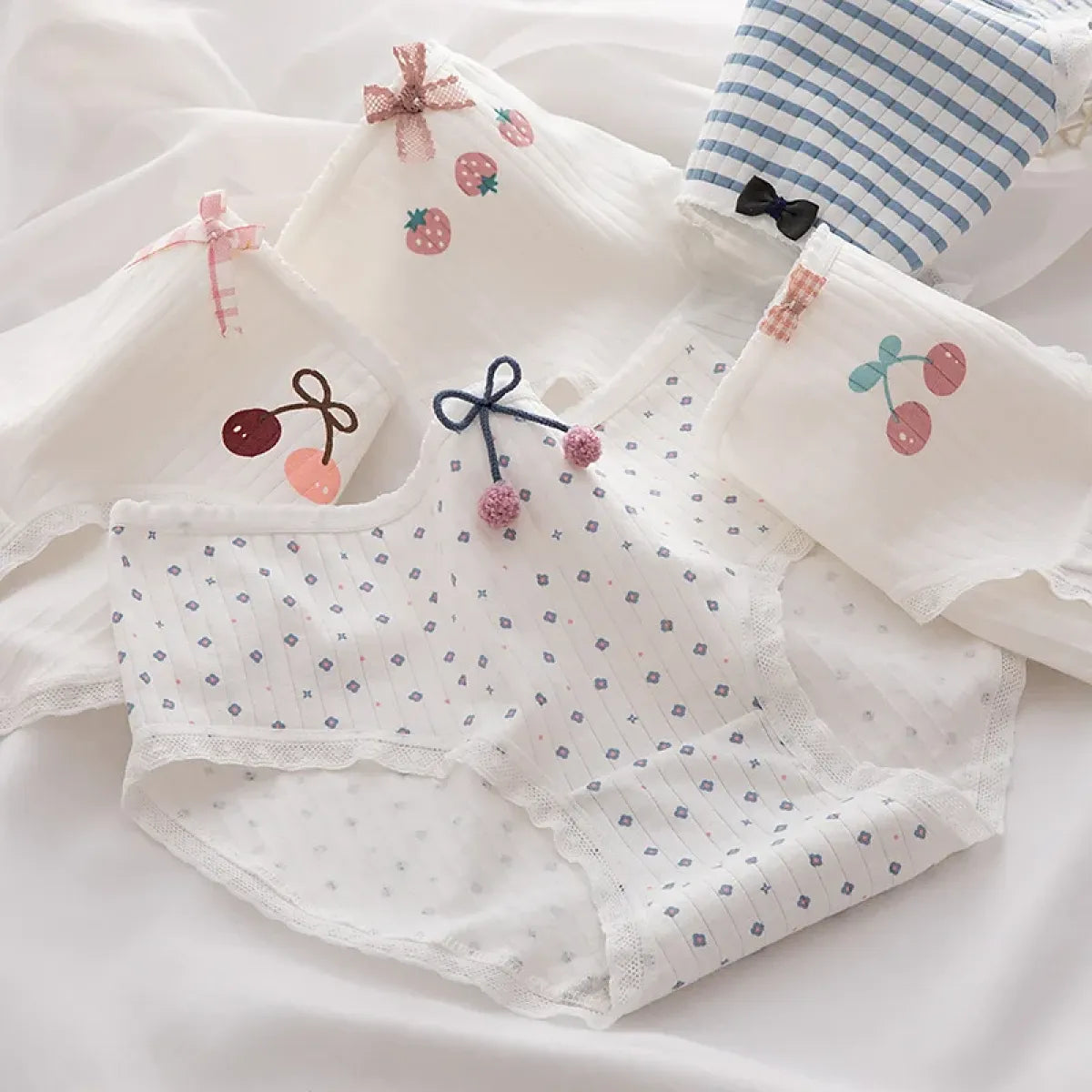 Cute Cartoon Bear Cotton Panties - Mid Waist Sexy Lingerie Set