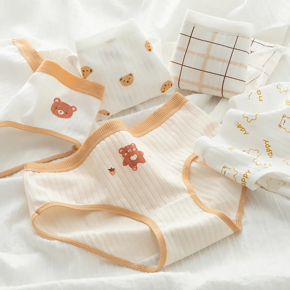 Cute Cartoon Bear Cotton Panties - Mid Waist Sexy Lingerie Set
