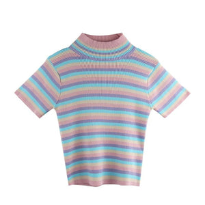 Colorful Striped Crop Top