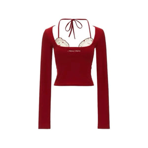 Coquette Balletcore Crop Top – 2000s Aesthetic Two-Piece Tee