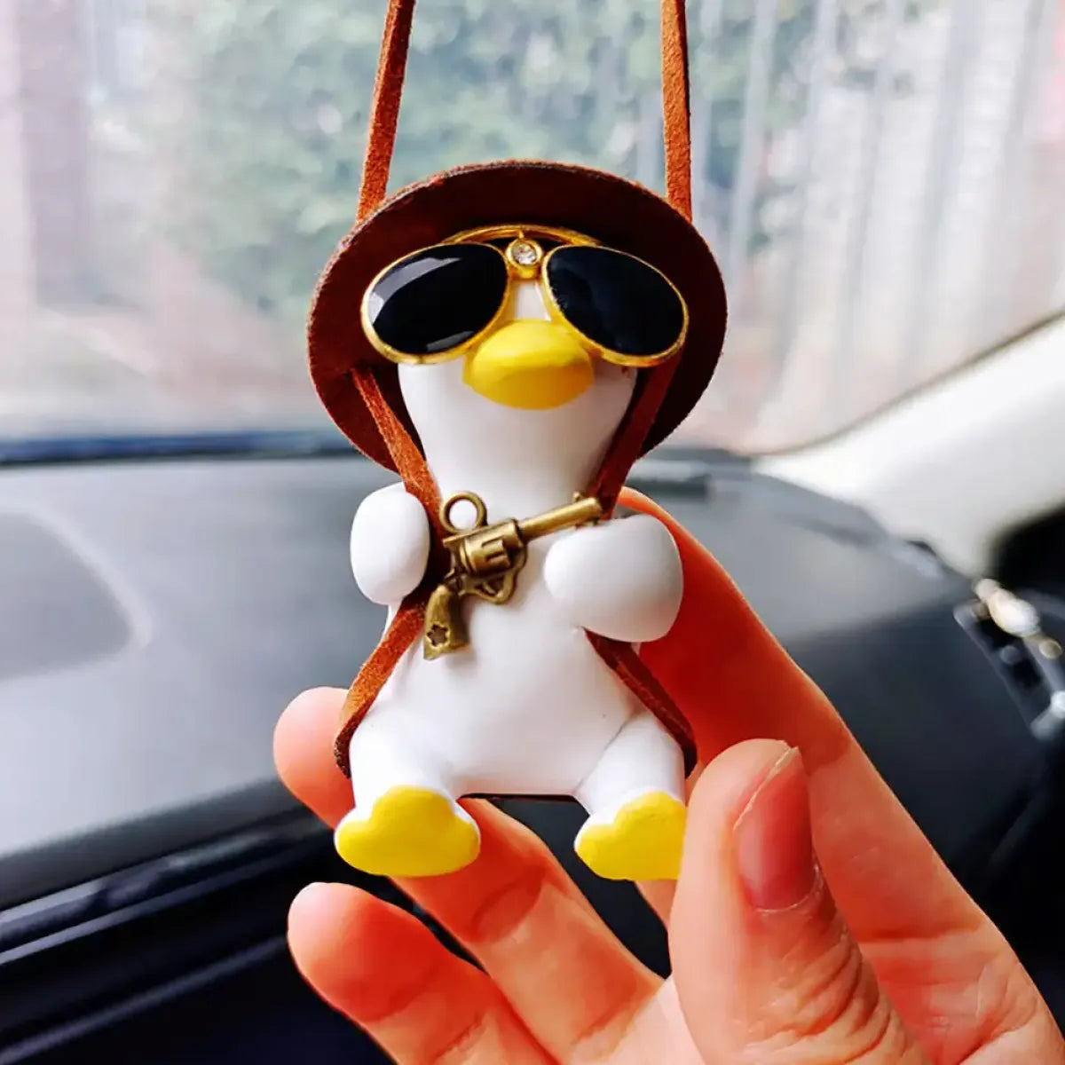 Cute Anime Cowboy Duck Car Pendant