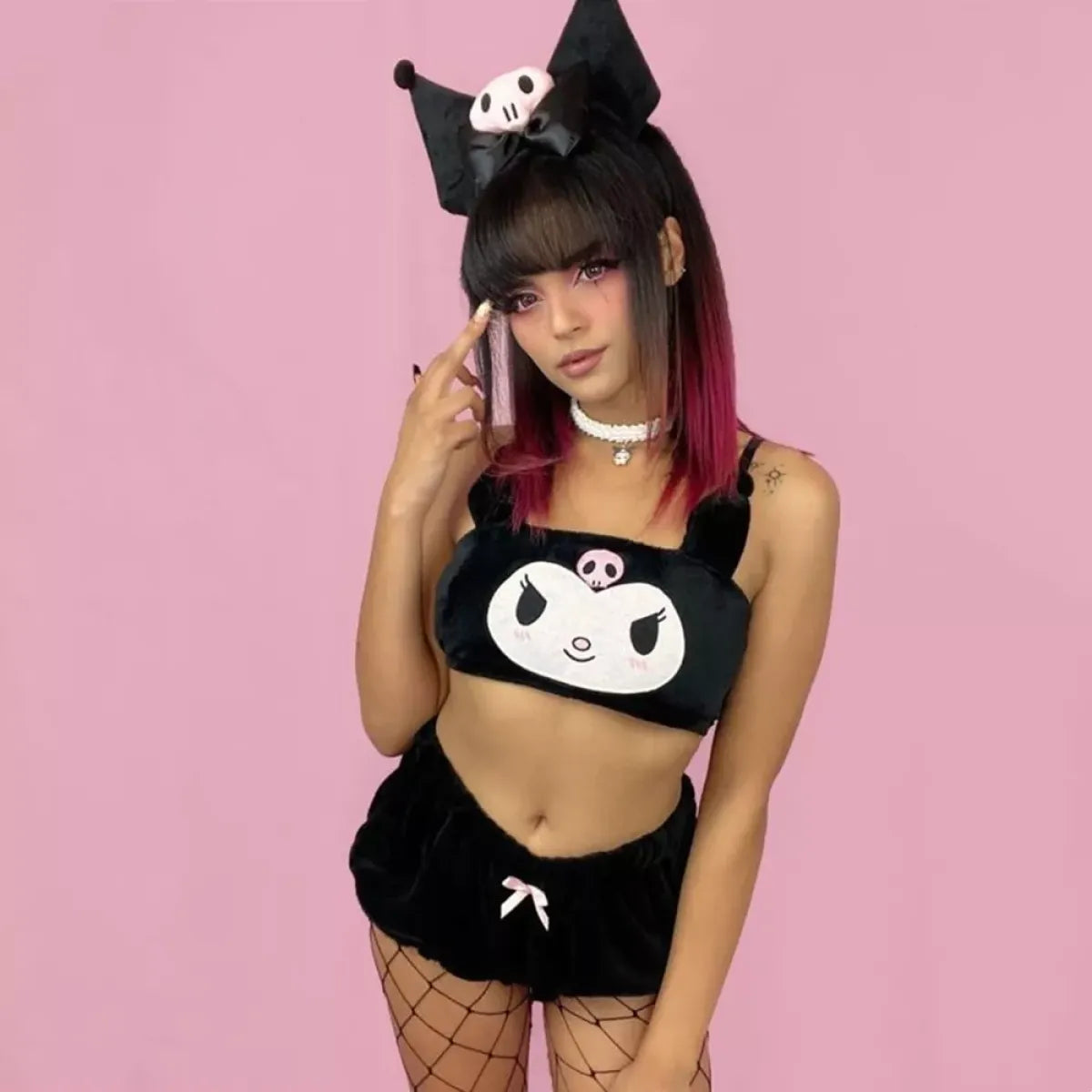 Cute Kawaii Animal Coral Fleece Lingerie Set for Women
