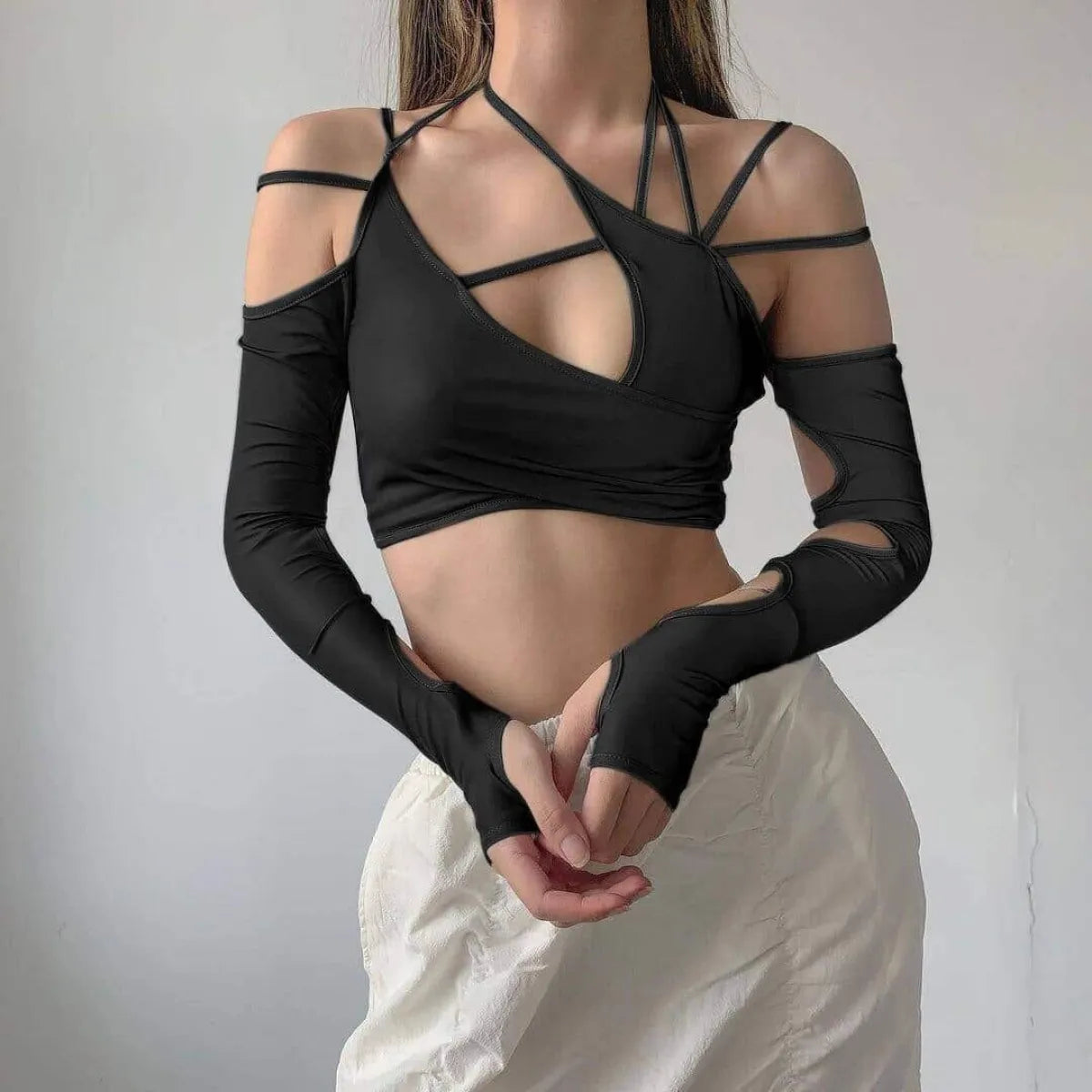 Cyber Punk Long Sleeve Crop Top