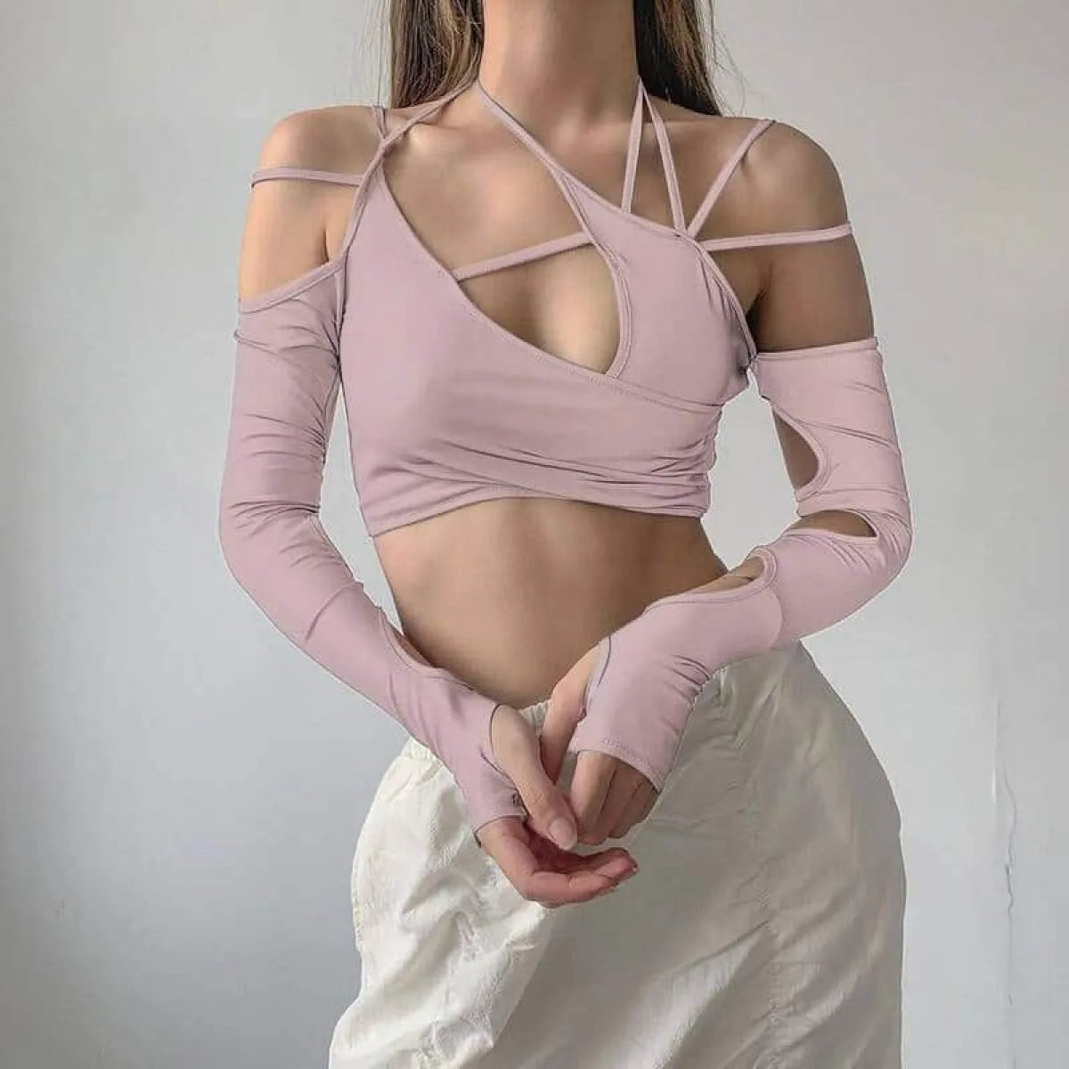 Cyber Punk Long Sleeve Crop Top