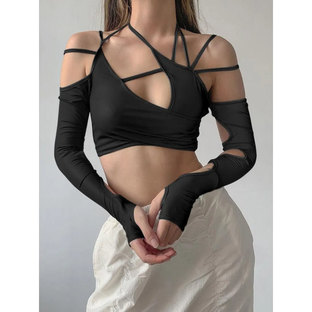 Cyber Punk Long Sleeve Crop Top