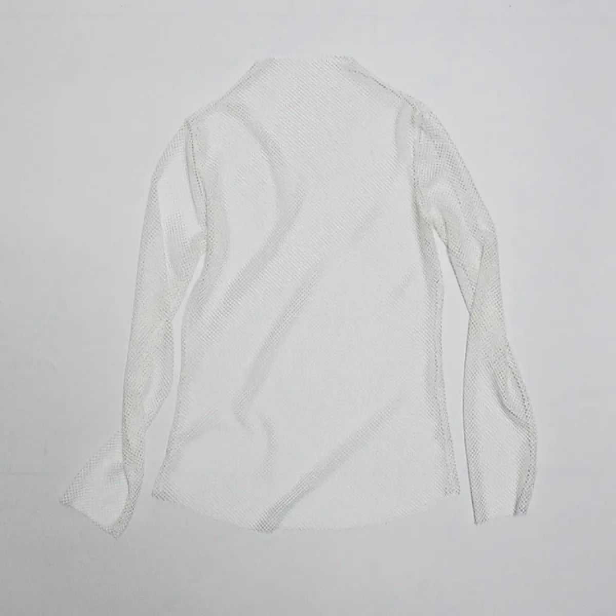 Fishnet Mesh See-through Black Shirt - Sexy Long Sleeve Tee
