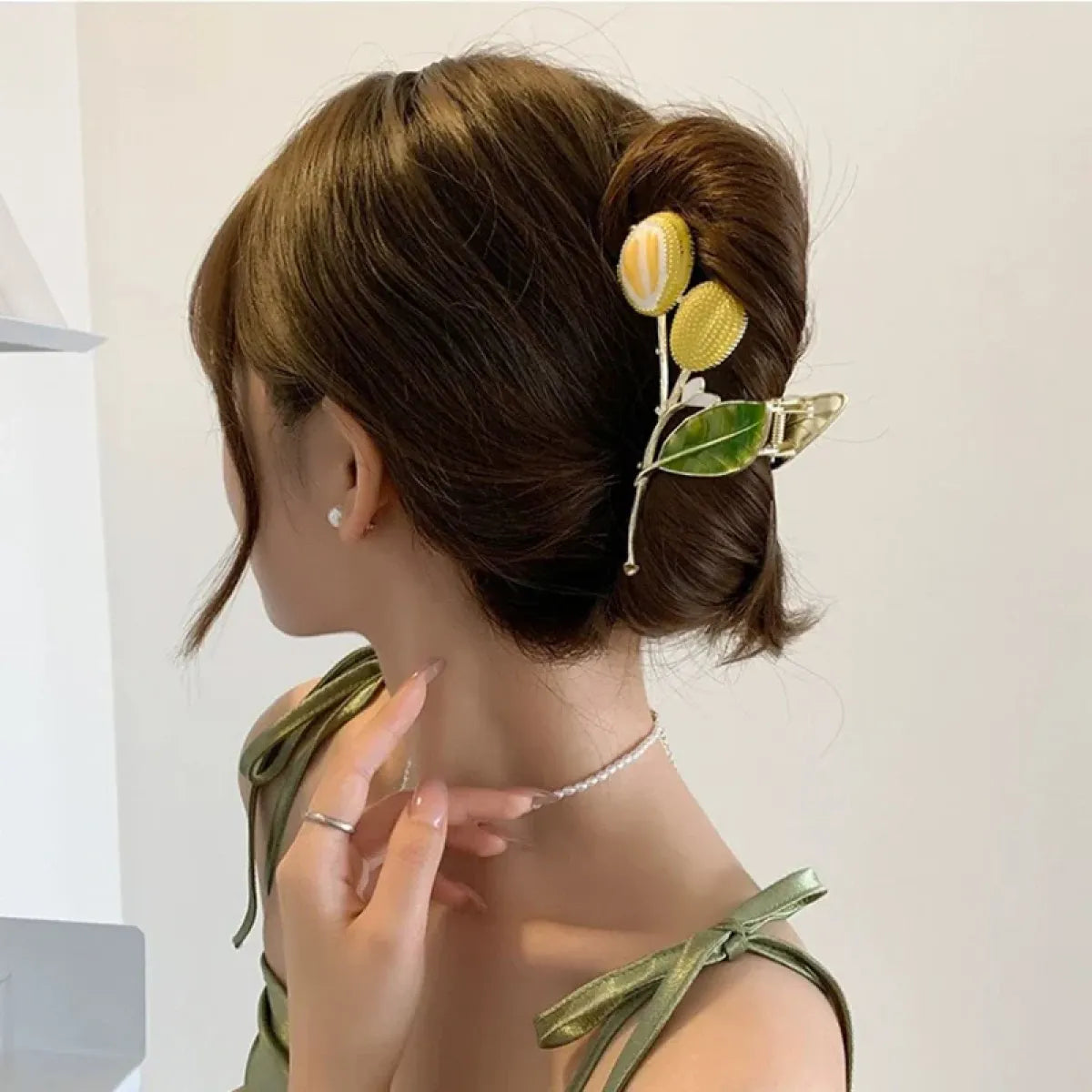 Green Metal Durian Hair Clip