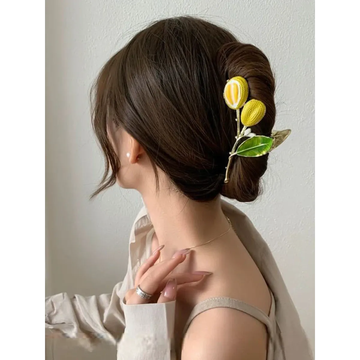Green Metal Durian Hair Clip