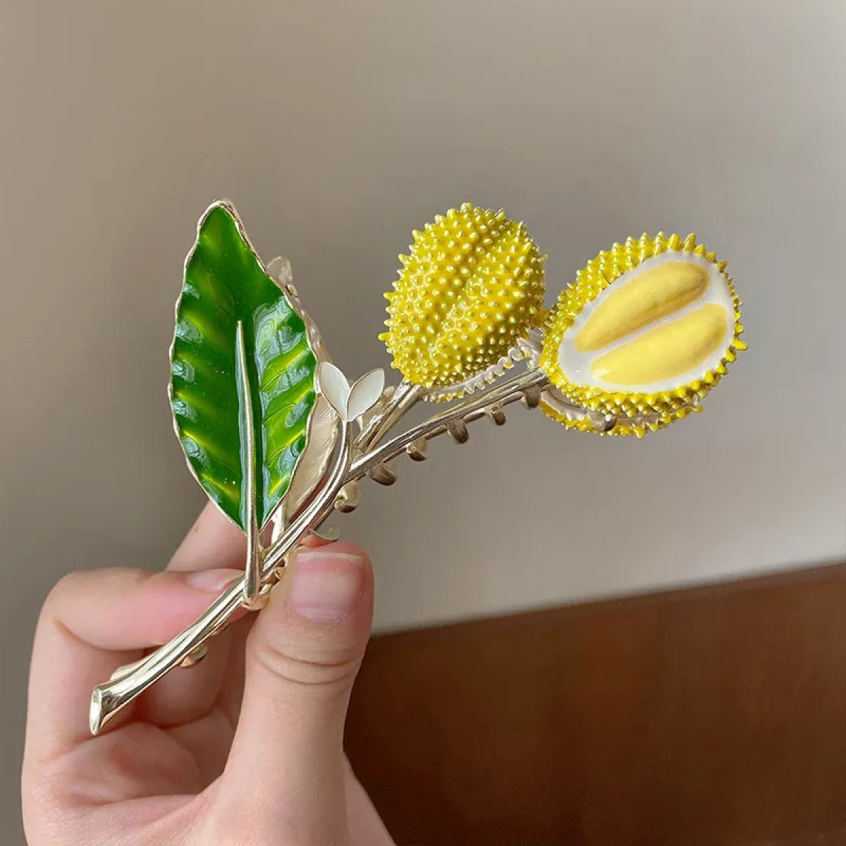 Green Metal Durian Hair Clip