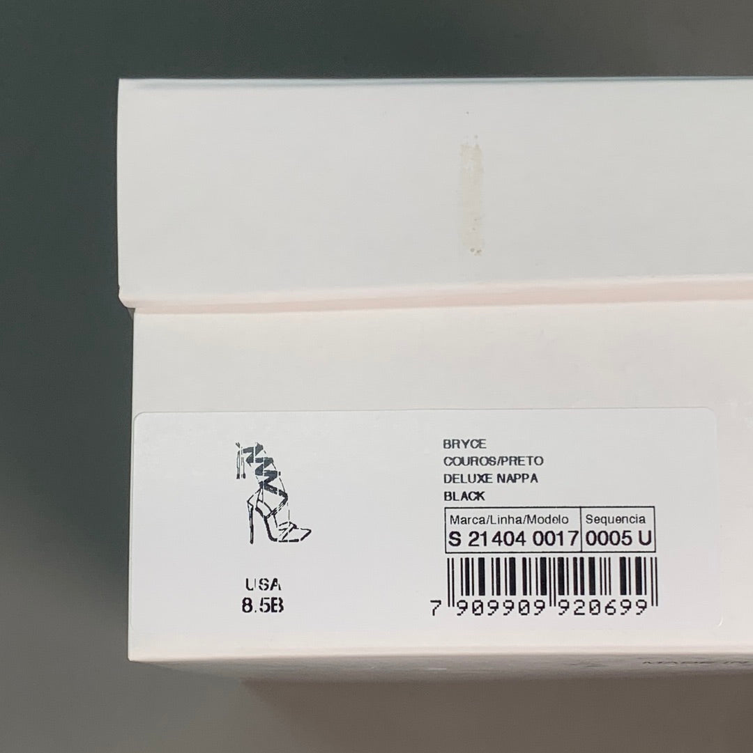 SCHUTZ Bryce Ankle Tie Women's Leather High Heel Strappy Sandal Black Sz 8.5B (New)