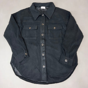 ZA@ PINK LILY Fleece Button-up Jacket Women's Sz L Black PL177 (New)