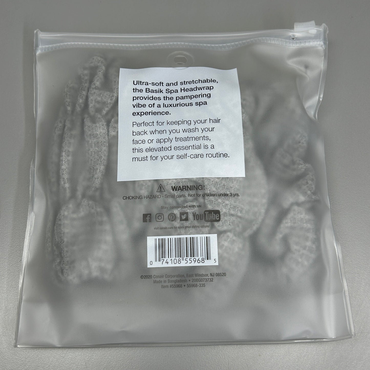 CONAIR 3-PACK! The Basik Edition Spa Headwrap Grey (New)