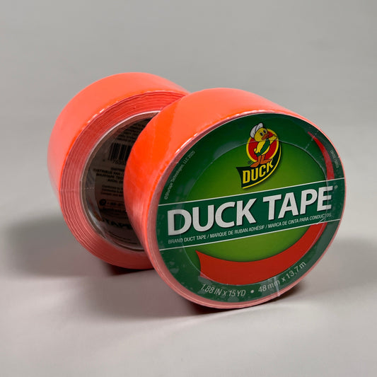 2-PK SHURTAPE DUCK TAPE Neon Orange 1.88 in x 15 yd 332481 (New)