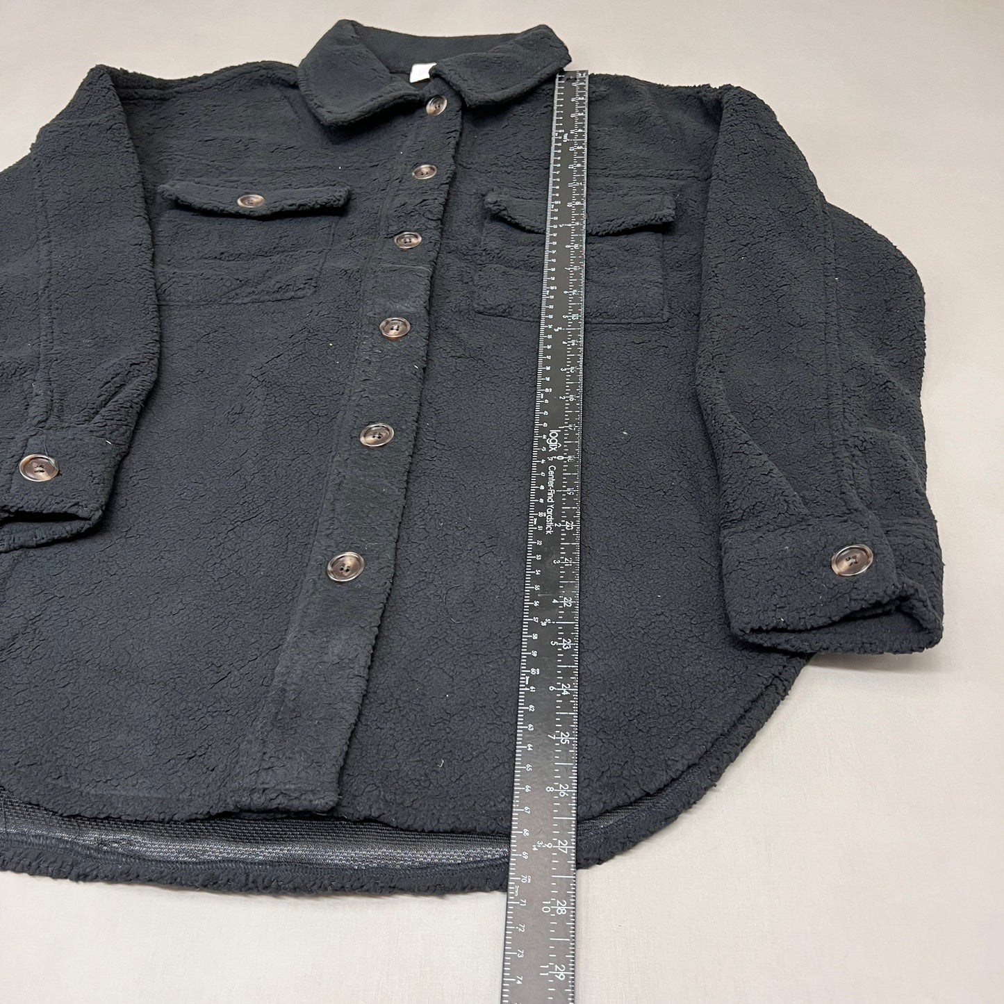 ZA@ PINK LILY Fleece Button-up Jacket Women's Sz XS Black PL177 (New)