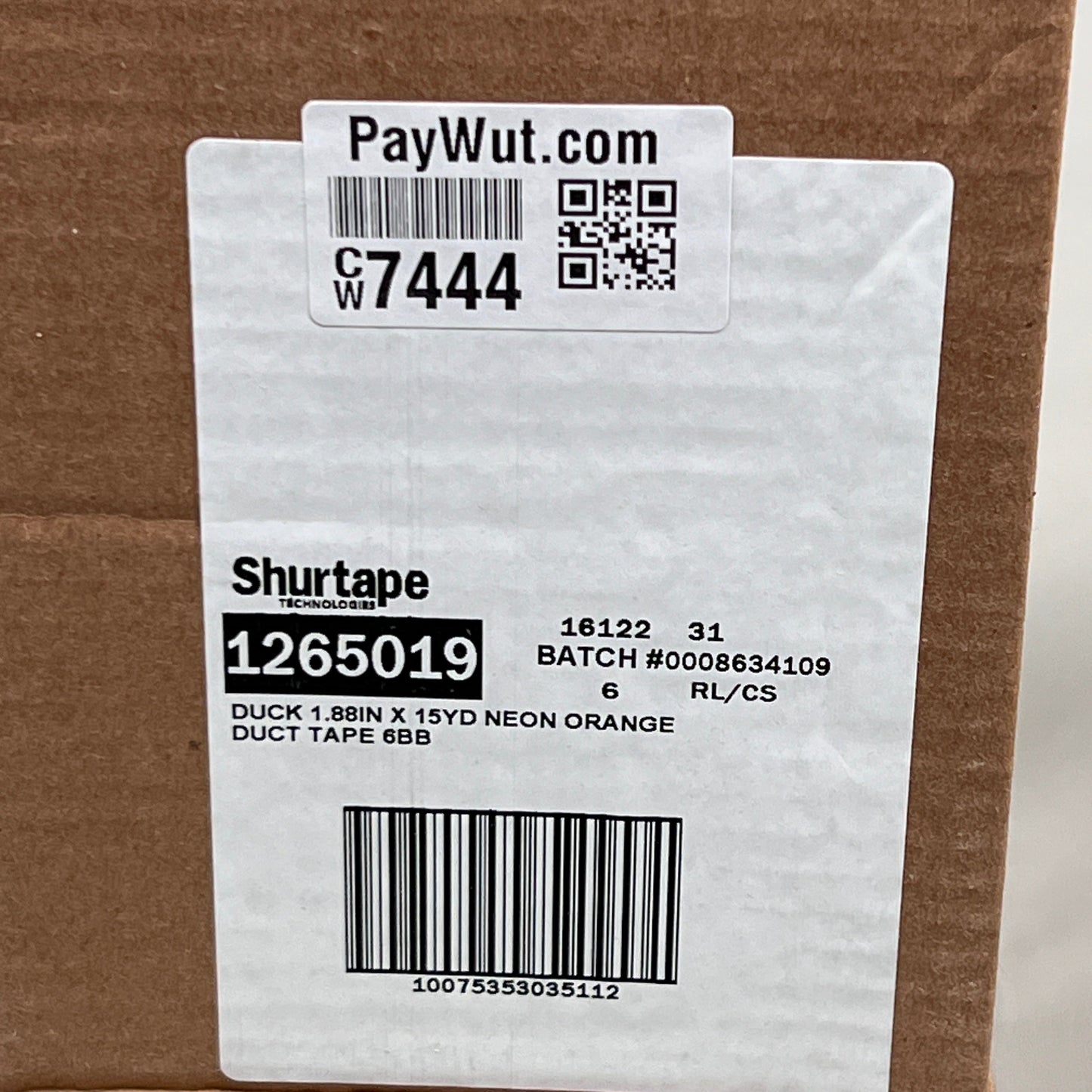 2-PK SHURTAPE DUCK TAPE Neon Orange 1.88 in x 15 yd 332481 (New)