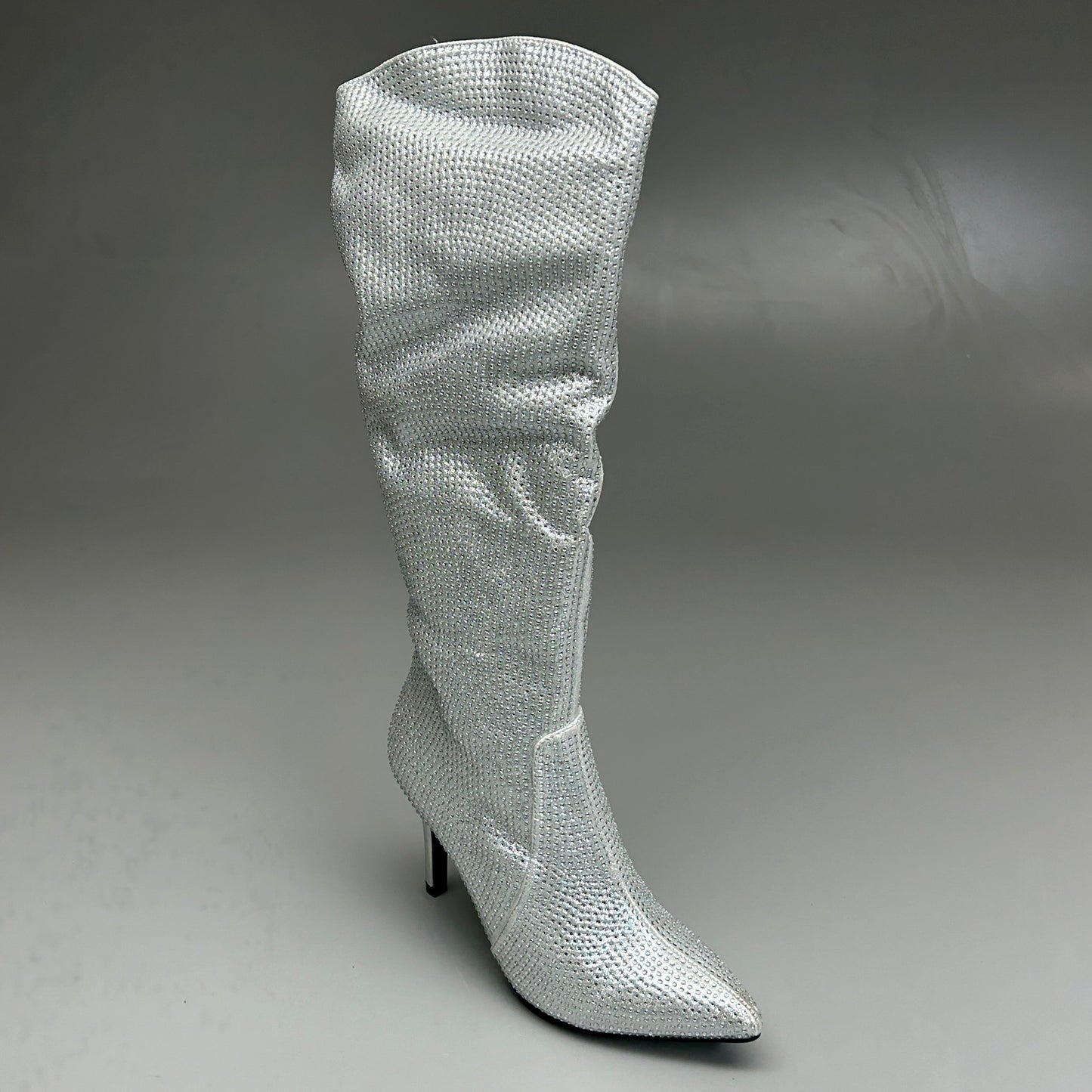 MIA Mackynzie Silver Stone Tall Heeled Boots Sz 9M Q100302