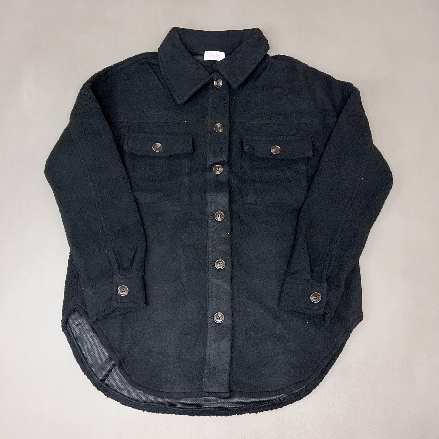 ZA@ PINK LILY Fleece Button-up Jacket Women's Sz XS Black PL177 (New)