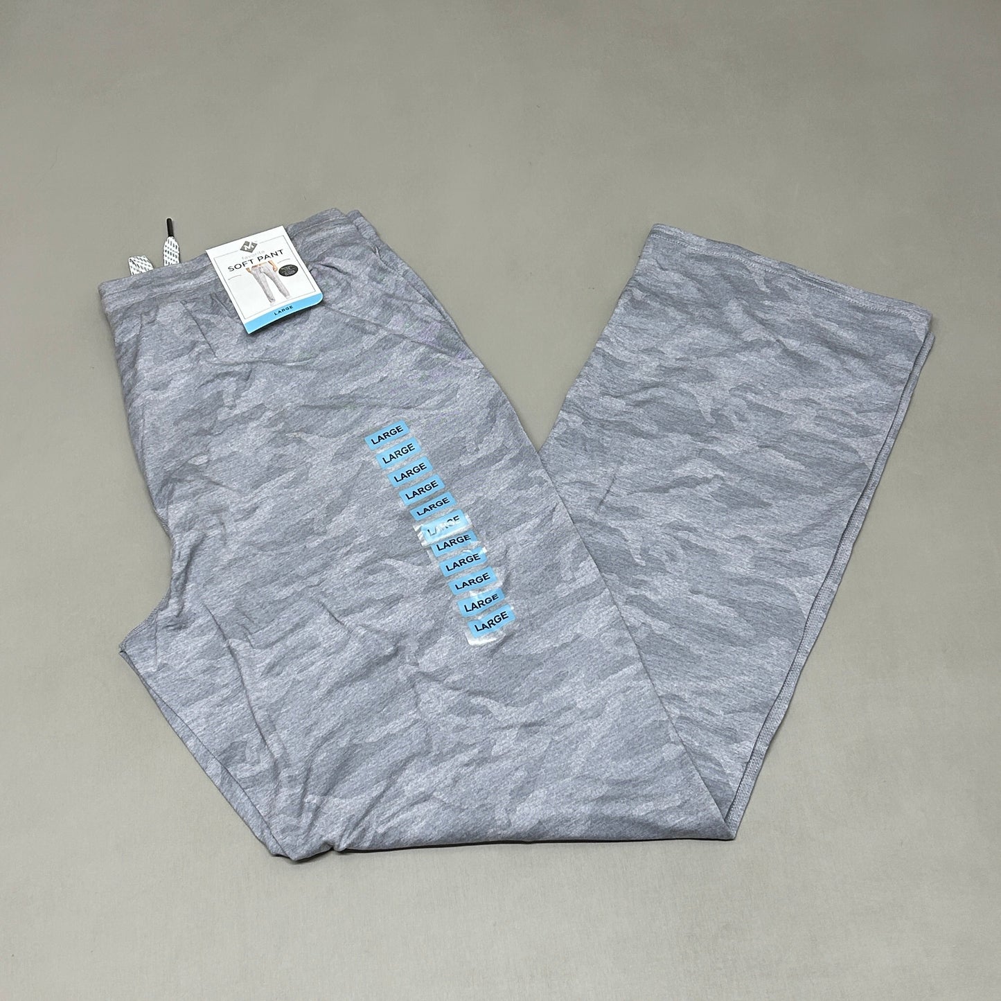 MEMBERS MARK Favorite Straight Leg Soft Pant Light Grey Camo Size Large (New)