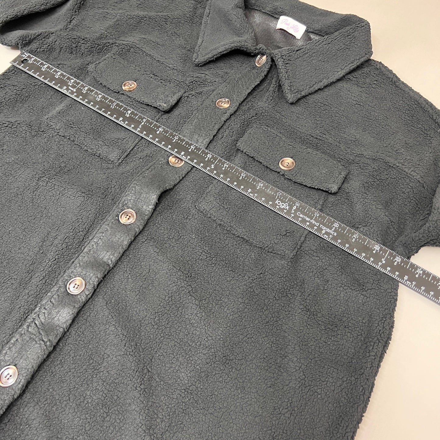 ZA@ PINK LILY Fleece Button-up Jacket Women's Sz L Black PL177 (New)