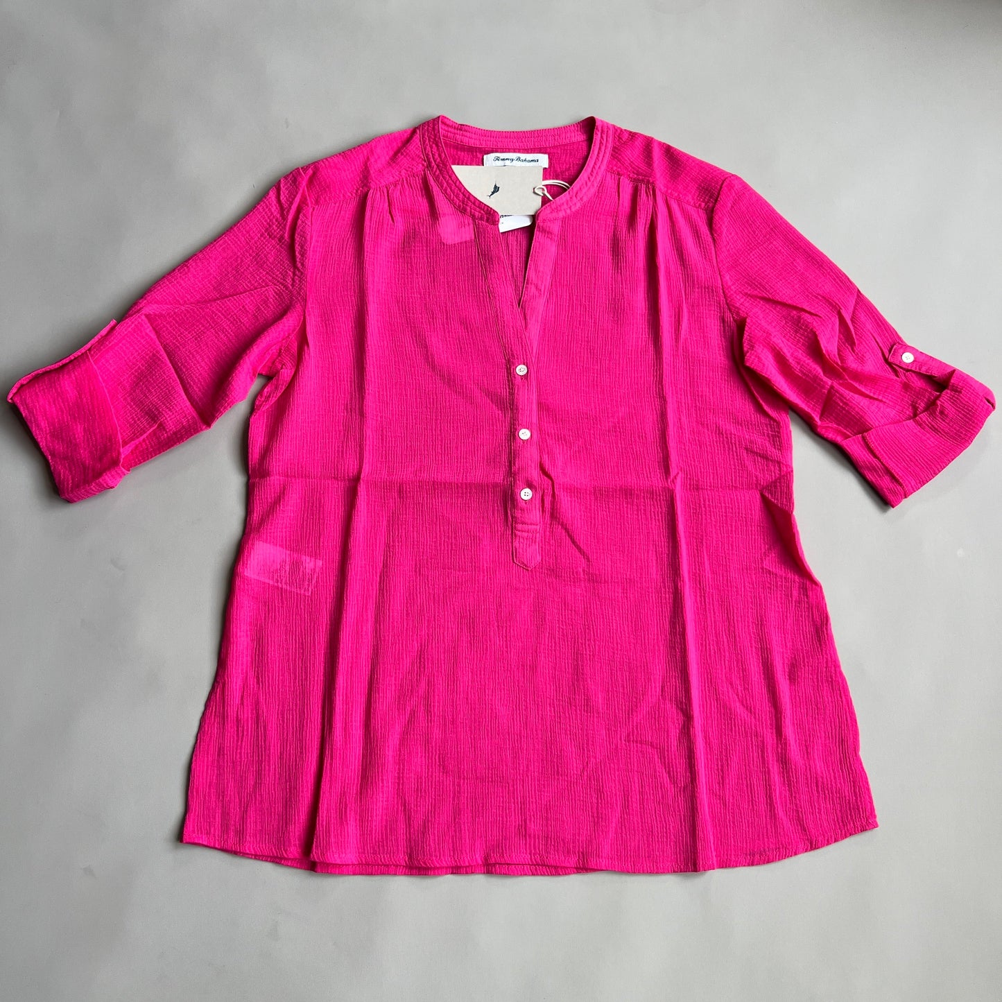 TOMMY BAHAMA Women's Coastview Gauze Top 3/4 Sleeve Rose Bed Size M (New)