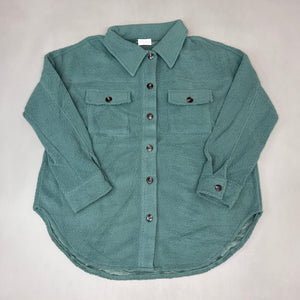 ZA@ PINK LILY Fleece Button-up Jacket Women's Sz L Olive Green PL177 (New)