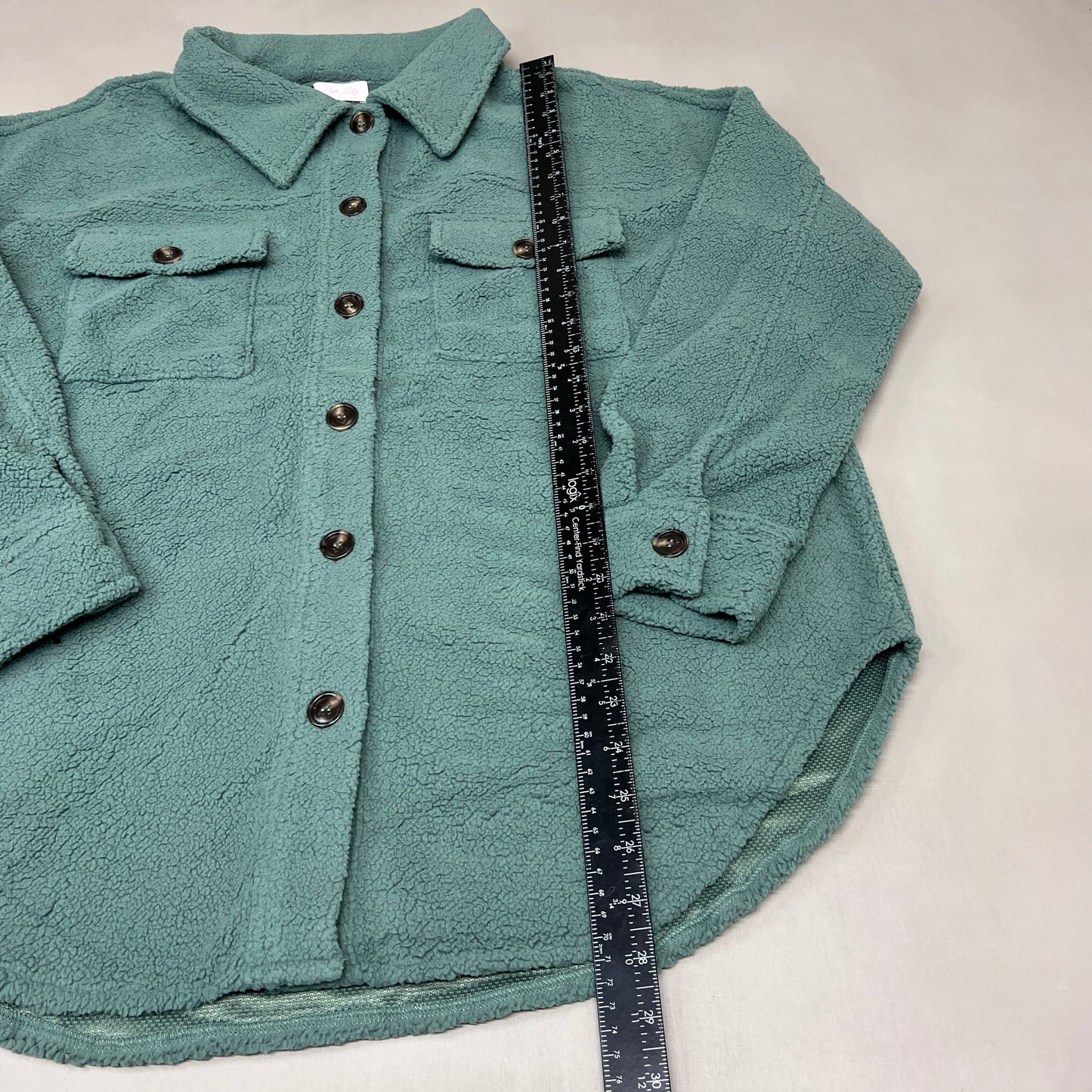 ZA@ PINK LILY Fleece Button-up Jacket Women's Sz L Olive Green PL177 (New)